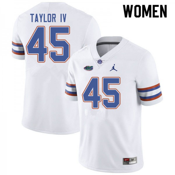 Jordan Brand Women #45 Clifford Taylor IV Florida Gators College Football Jerseys White